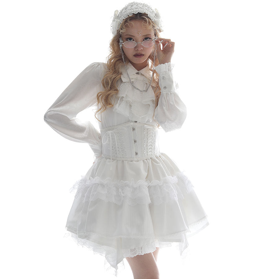 MINI NECK-TIE BLOUSE (WHITE) M