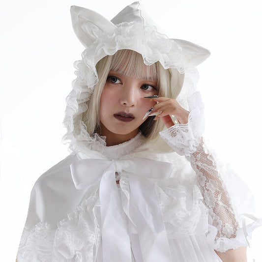 MINI CAT EAR FRILL CAPE (WHITE)