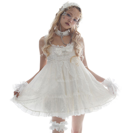 ROSE RIBBON BABY DOLL DRESS (WHITE)