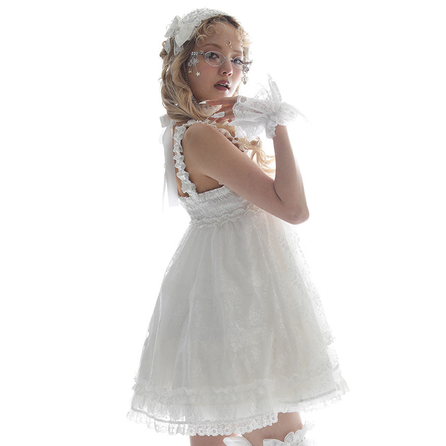 ROSE RIBBON BABY DOLL DRESS (WHITE)