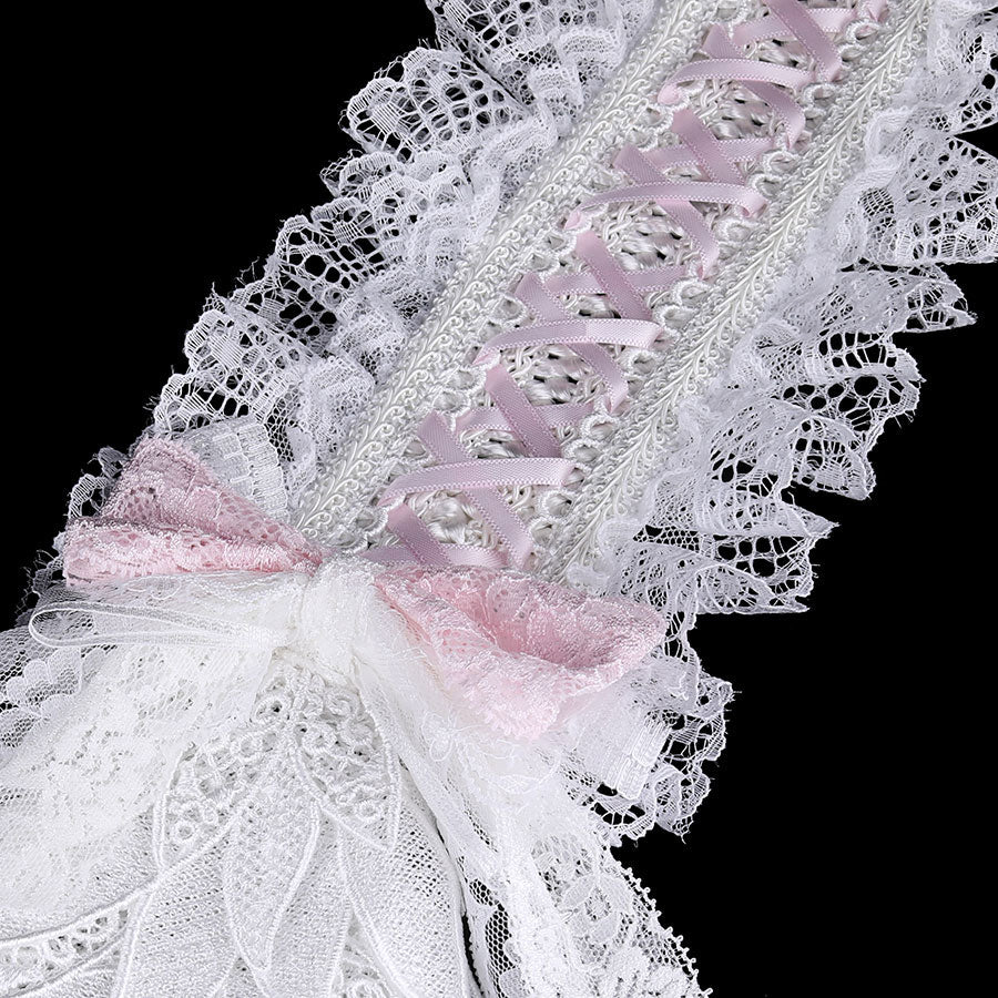 DOLLY ANGEL TRIANGLE HAIRPIN HEADDRESS (WHITE x PINK)