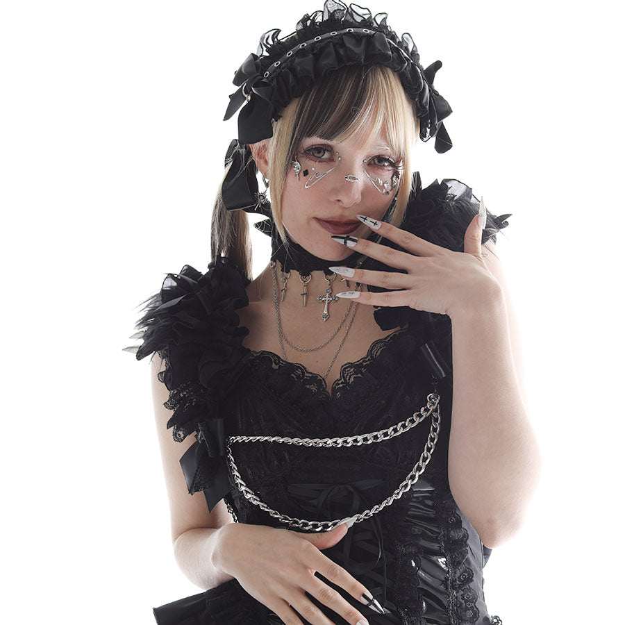 迷你猫爪尾巴背心式胸背带（黑色）