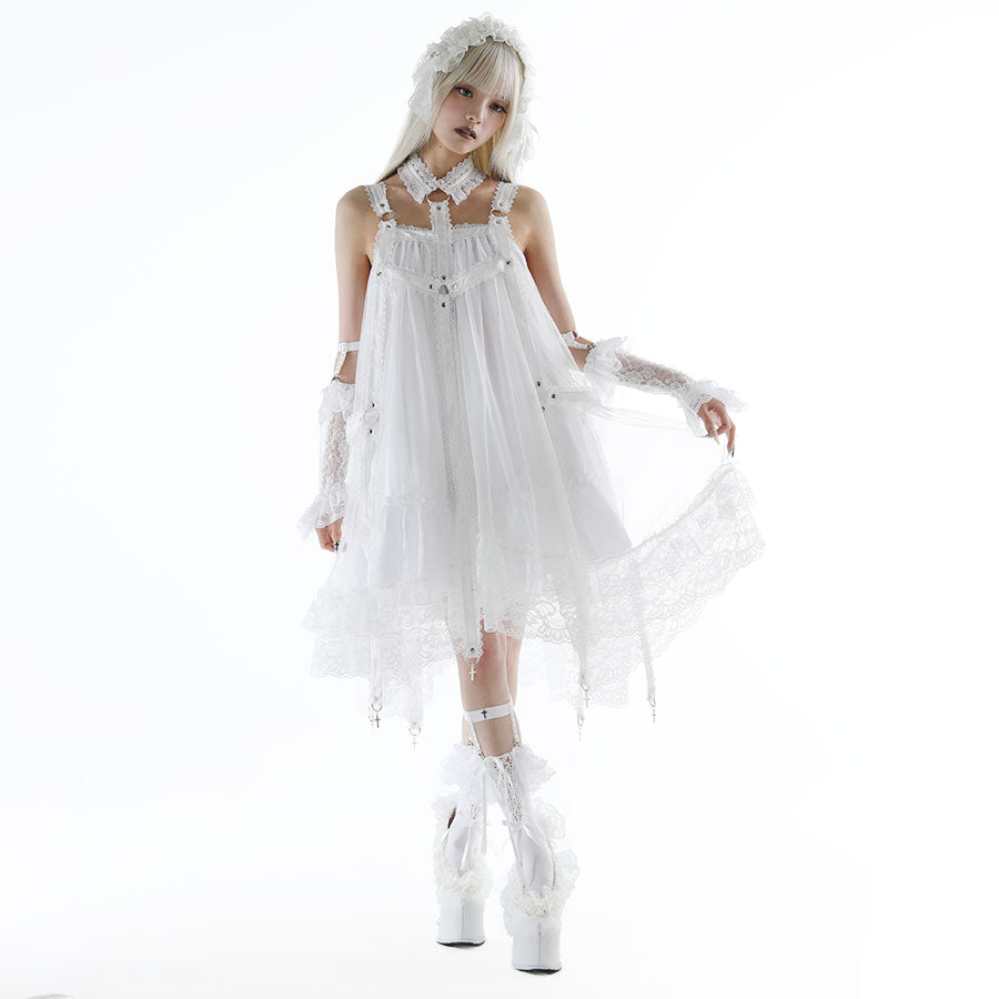 CROSS CAGE DRESS (WHITE)