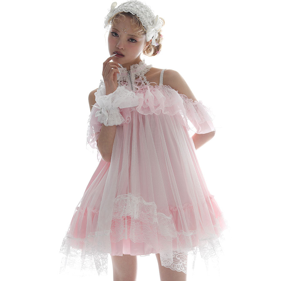 MINI DEVIL ANGEL WING DRESS (WHITE x PINK) – MAJOH