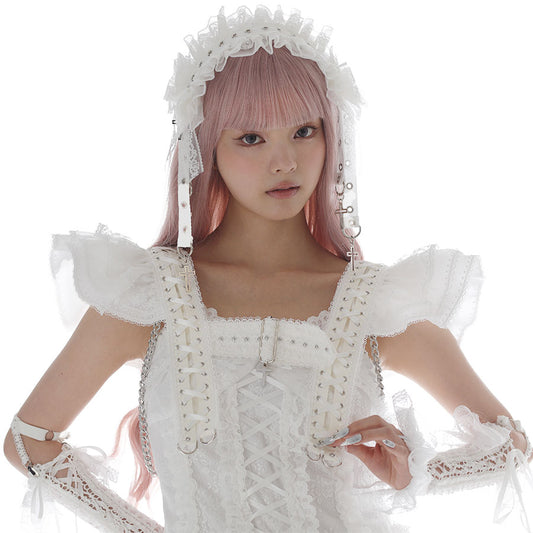 LACE UP CHAIN HARNESS (WHITE)