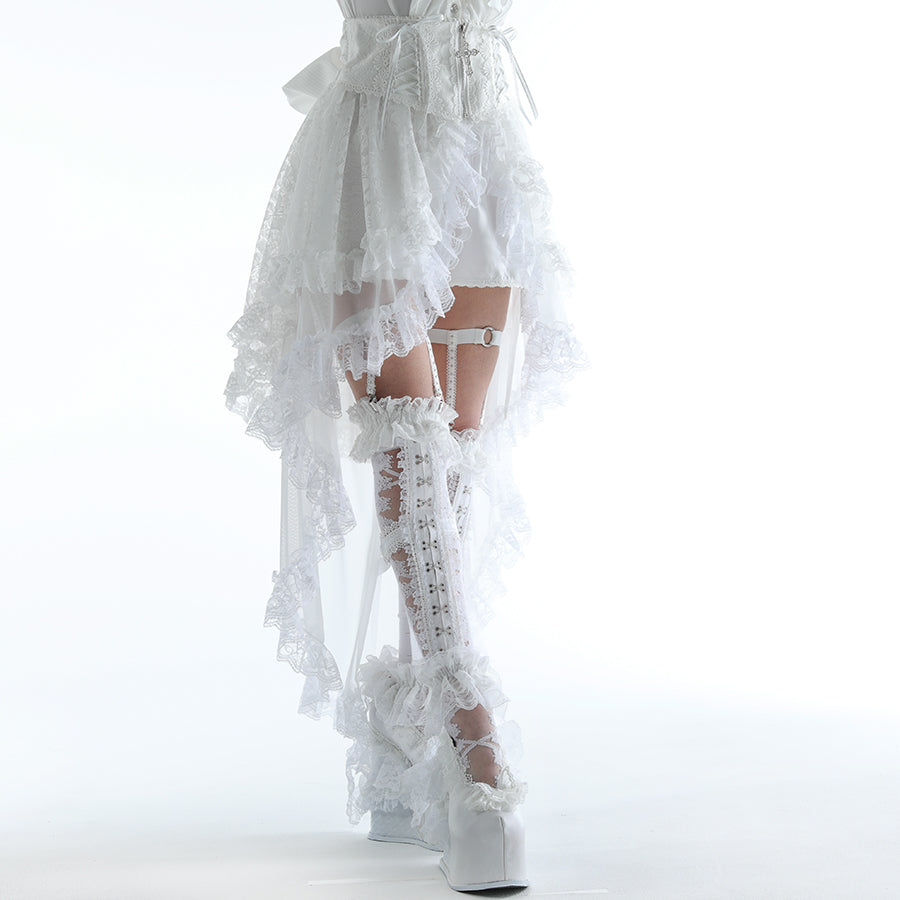 パンツ majoh CROSS JEWEL LACE UP VEIL PANTS ( CROSS JEWEL LACE UP VEIL PANTS (WHITE) – MAJOH