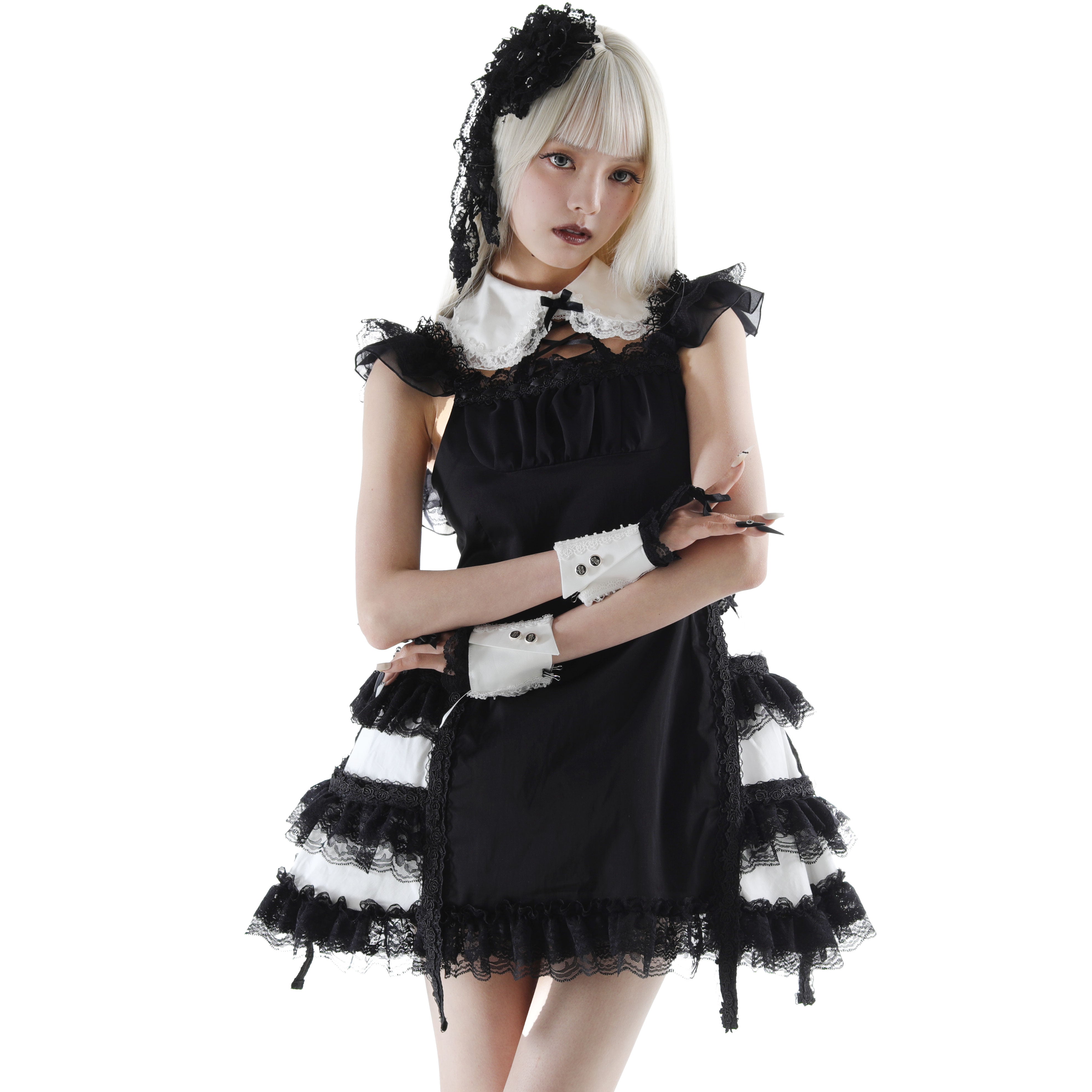 予約1ヶ月]MINI COLLAR SIDE CAGE ONE PIECE (BLACK) – MAJOH