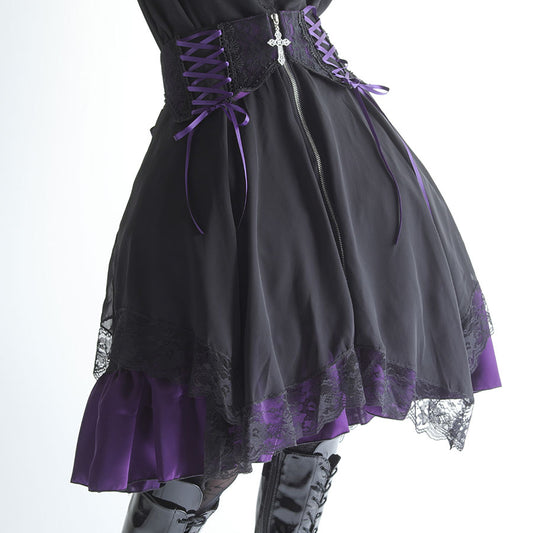 系带交叉裙（紫色）