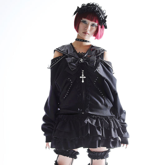 [1 month pre-order] SAILOR SWEET DEVIL PARKA DRESS (BLACK)
