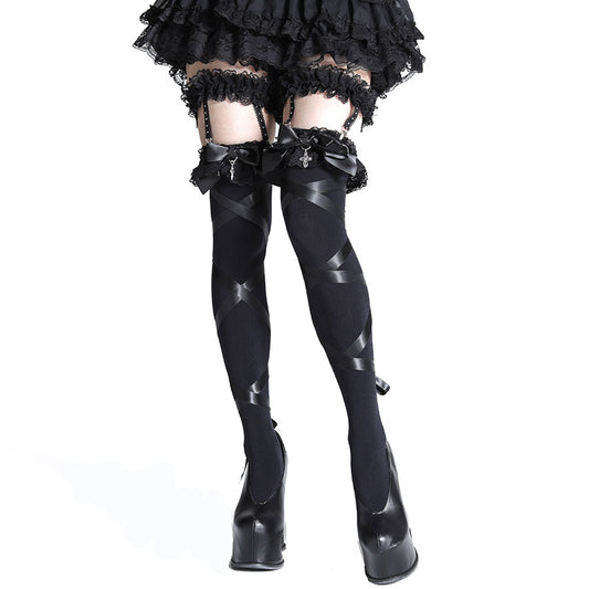 RIBBON HOLLIC WRAP AROUND LEG HARNESS (BLACK)