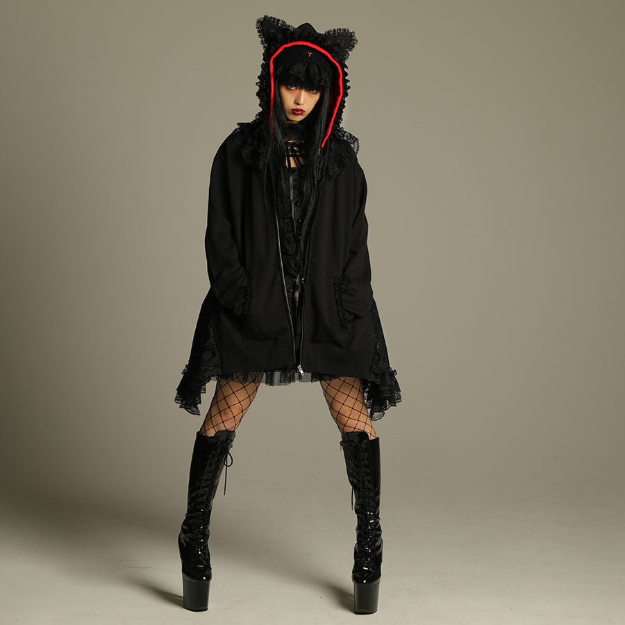 MRcloset H&A CAT LACE EARS DRESS PARKA - ポンチョ