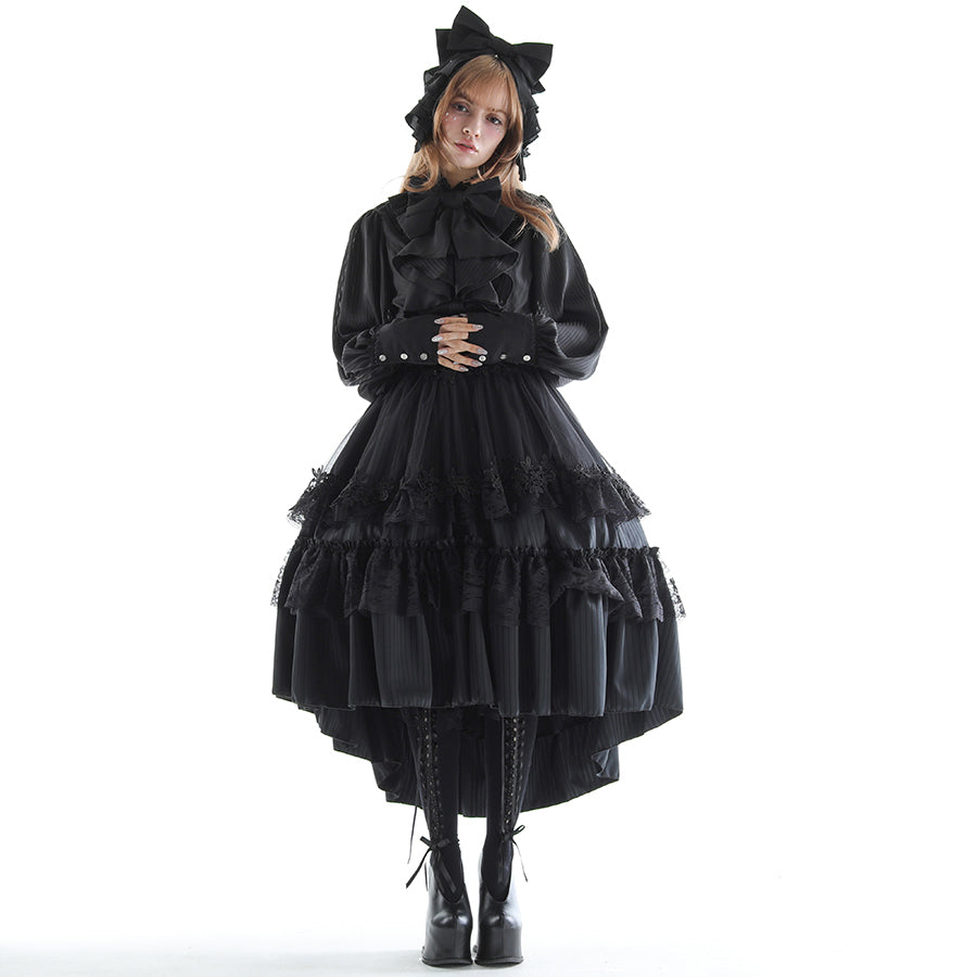 APRON SET STRIPE FISHTAIL SKIRT (BLACK) – MAJOH1