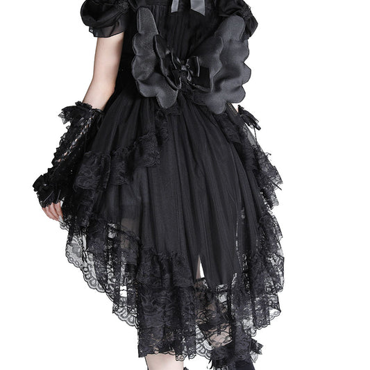 LACE-UP ANGEL WING BUSTLE OBI (BLACK)