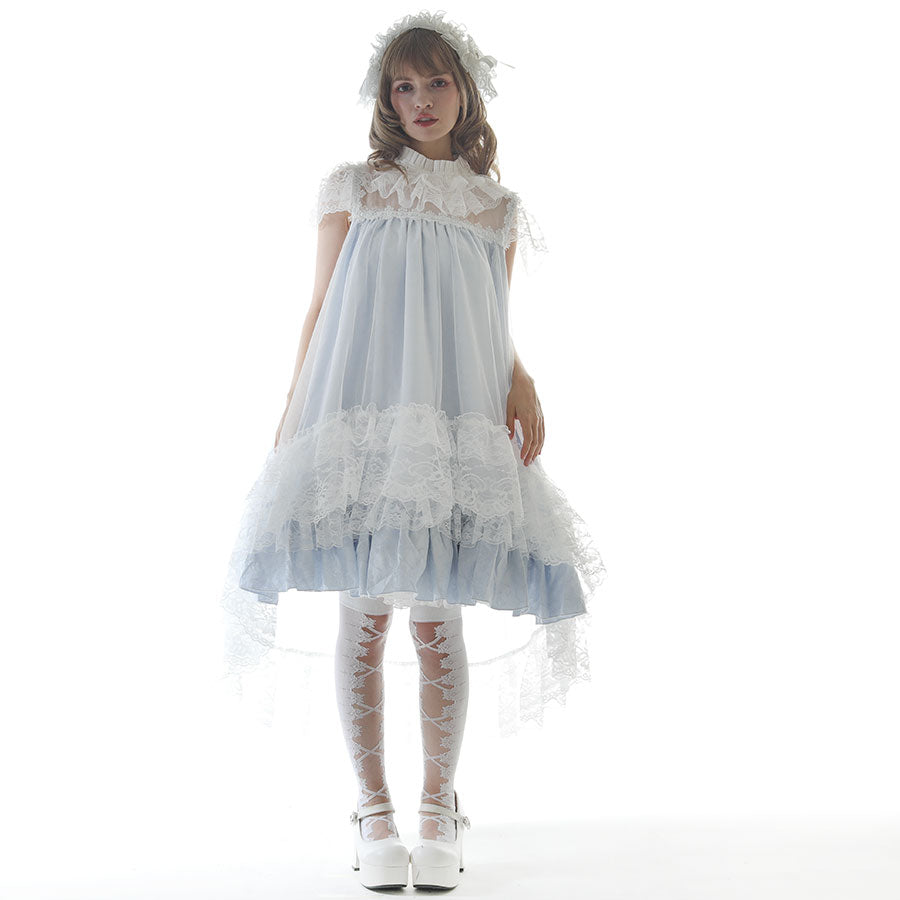 ROSE TULLE ANGEL WING DRESS (WHITE x BLUE)