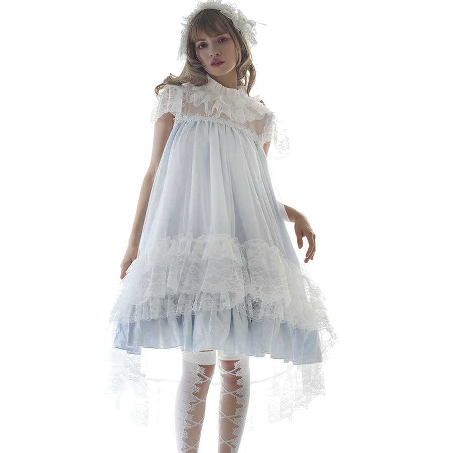 ROSE TULLE ANGEL WING DRESS (WHITE x BLUE)