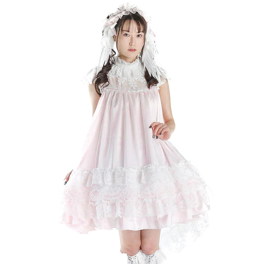 [7月末入荷]CROCHET LACE ANGEL WING DRESS (PINK Plain ver.)