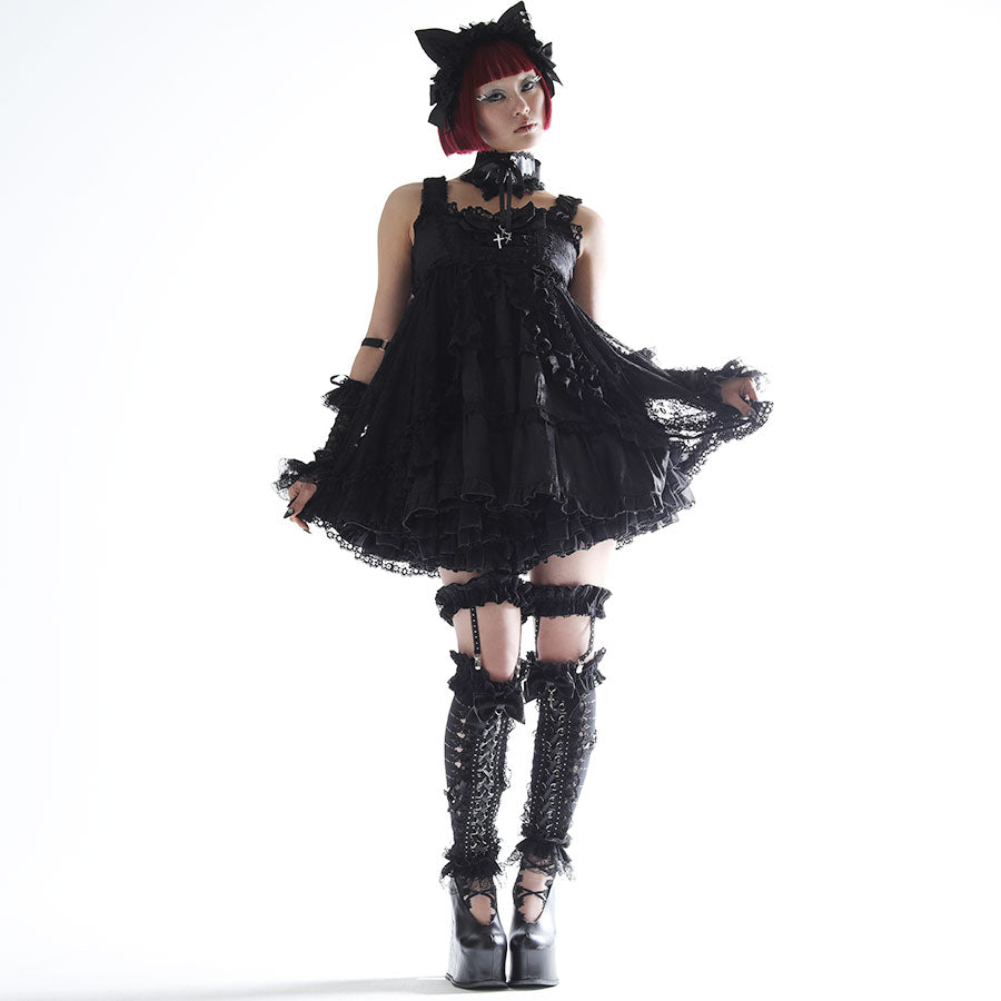 ROSE RIBBON BABY DOLL DRESS (BLACK) – MAJOH