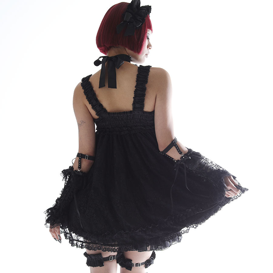 ROSE RIBBON BABY DOLL DRESS (BLACK)