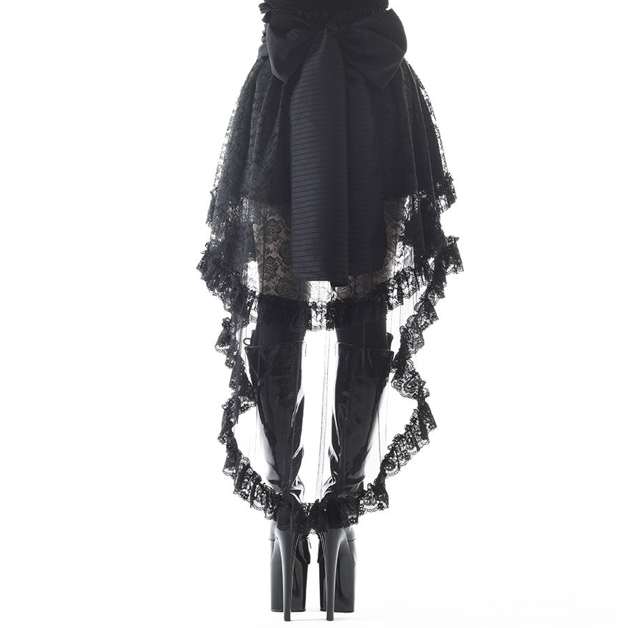 CROSS JEWEL LACE UP VEIL PANTS (BLACK)