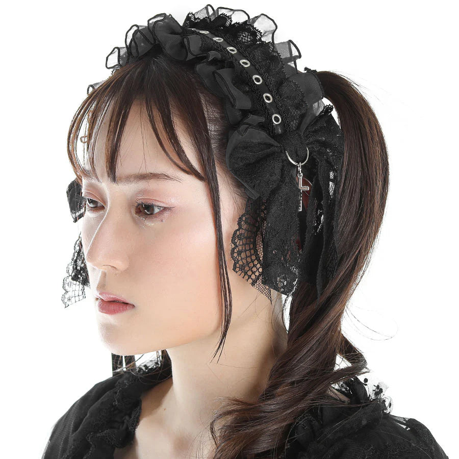 SWEET DEVIL EYELET HEAD DRESS (BLACK)