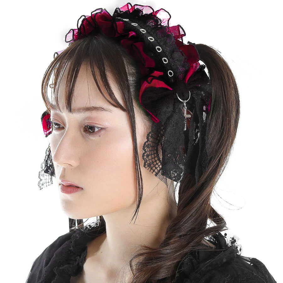 SWEET DEVIL EYELET HEAD DRESS (RED)
