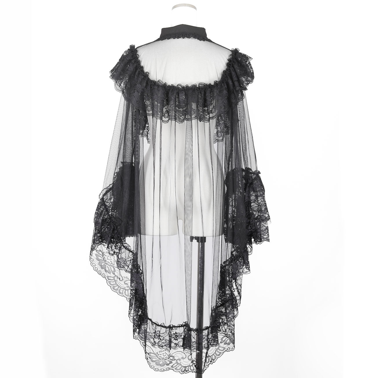 CROSS TULLE VEIL CAPE (BLACK x BLACK)