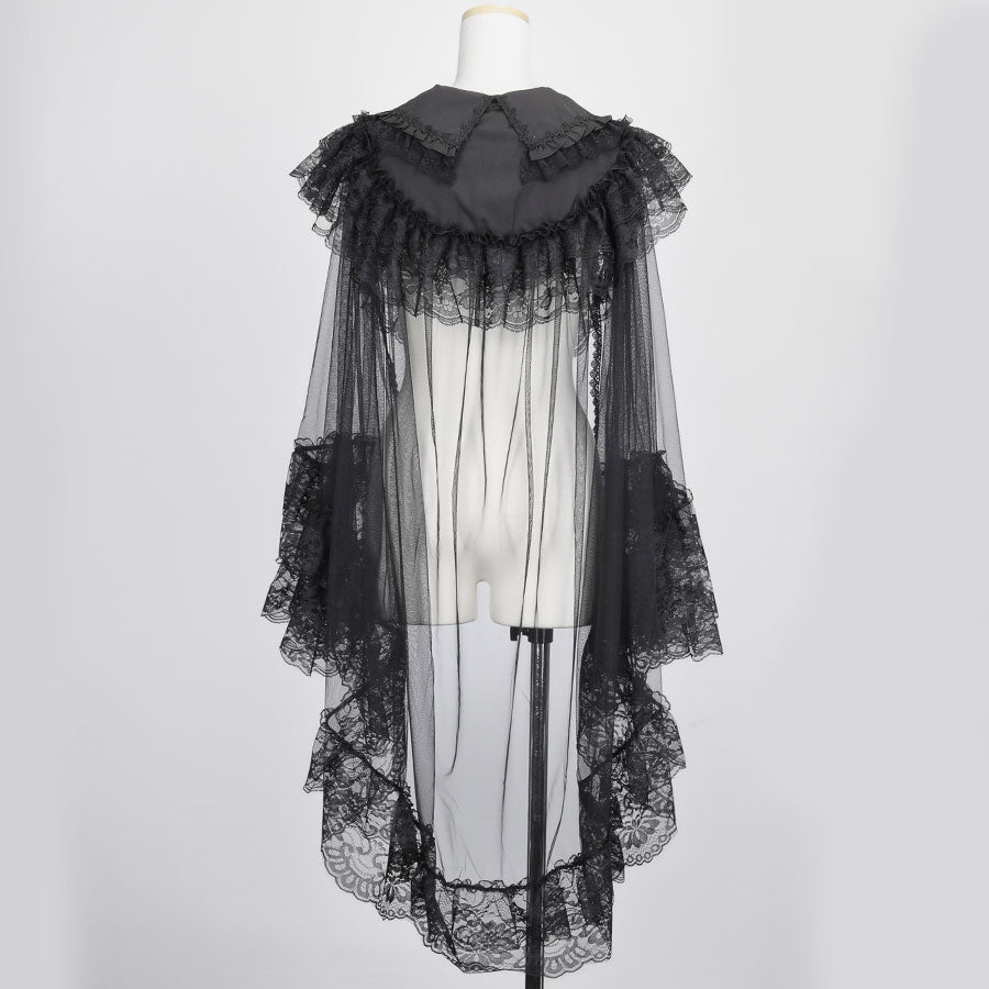 CROSS JEWEL COLLAR CROSS VEIL CAPE (BLACK)