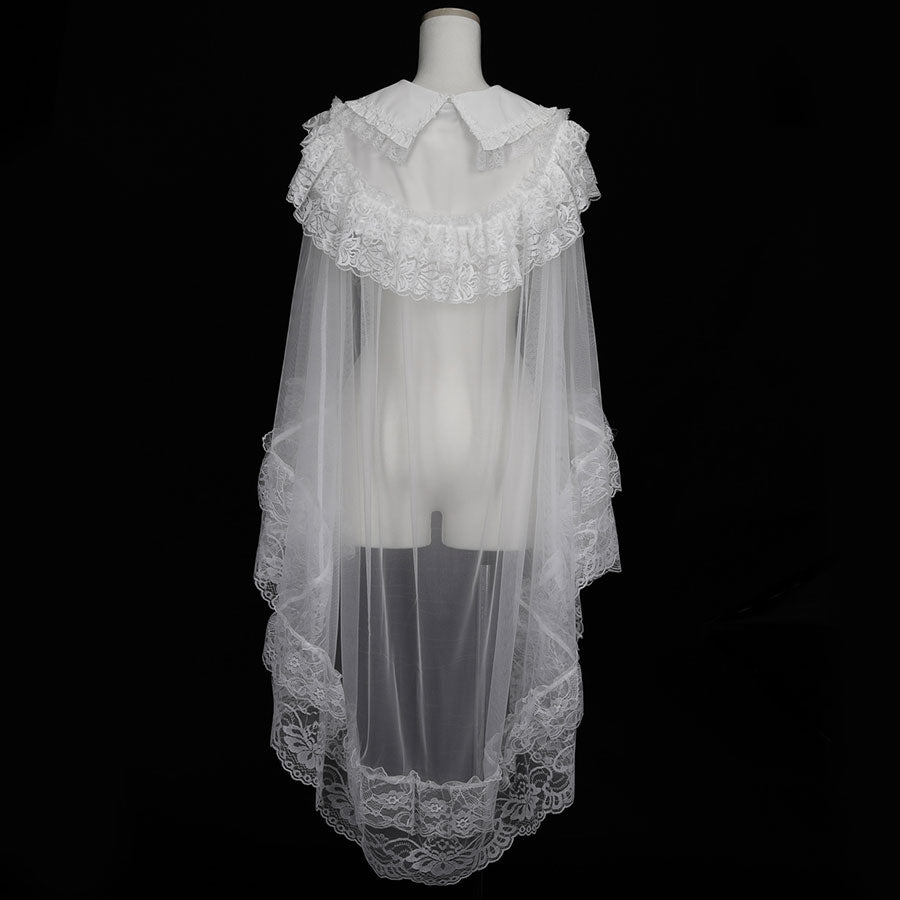 CROSS JEWEL COLLAR CROSS VEIL CAPE (WHITE)