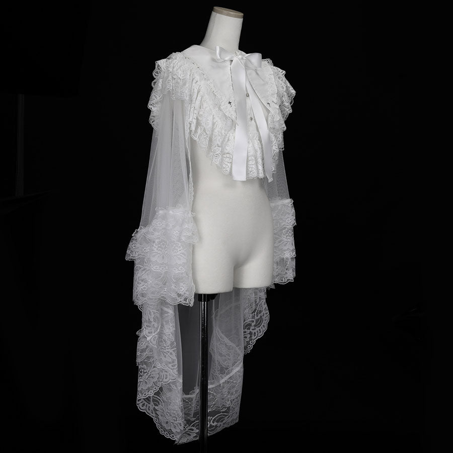 CROSS JEWEL COLLAR CROSS VEIL CAPE (WHITE)