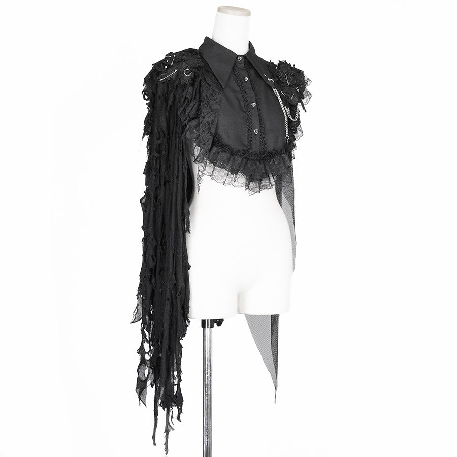 VENUS ONE OF DAMAGE VEIL CAPE (BLACK)