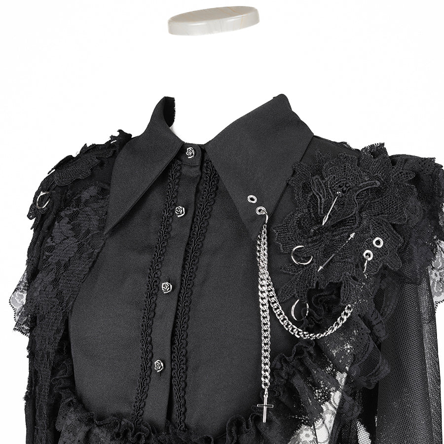 VENUS ONE OF DAMAGE VEIL CAPE (BLACK)