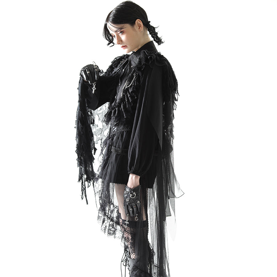 VENUS ONE OF DAMAGE VEIL CAPE (BLACK)