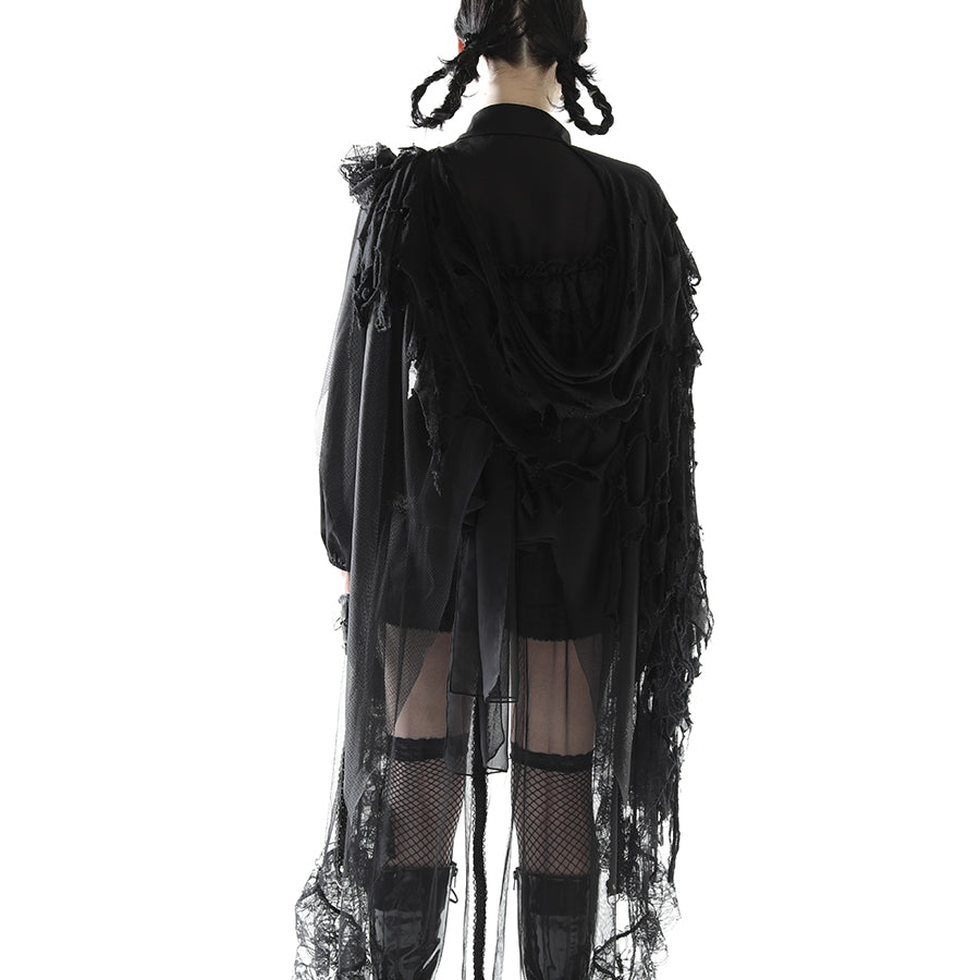 VENUS ONE OF DAMAGE VEIL CAPE (BLACK)