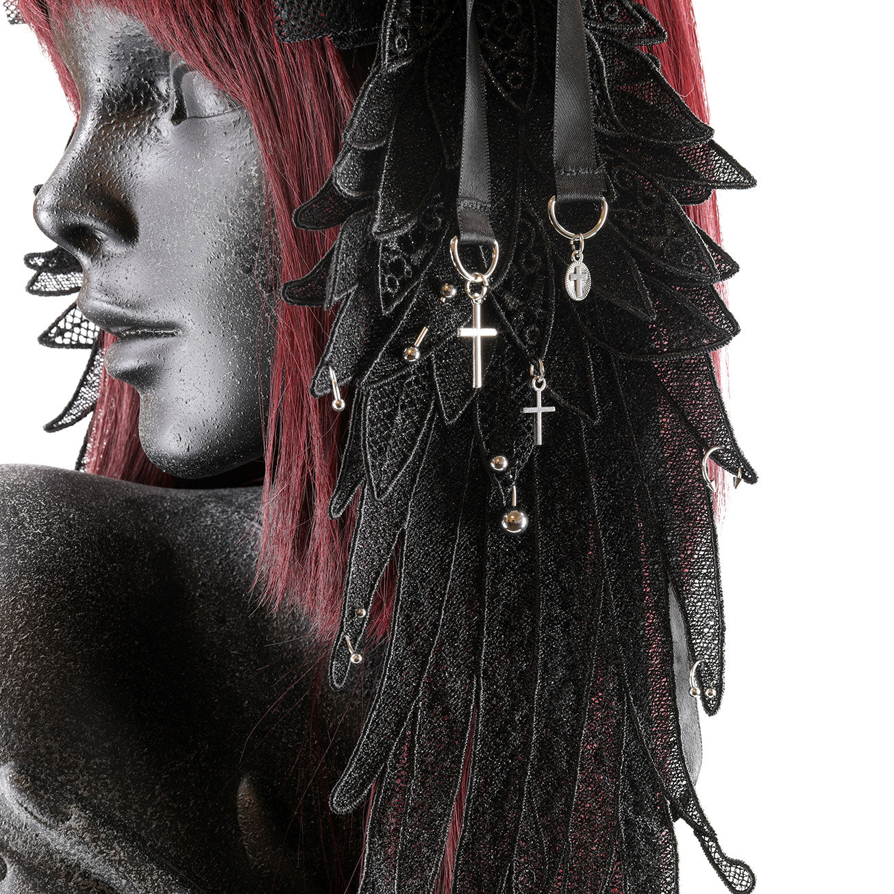 [1个月预订] FROST ANGEL WING PIERCE HEAD DRESS (BLACK x BLACK)