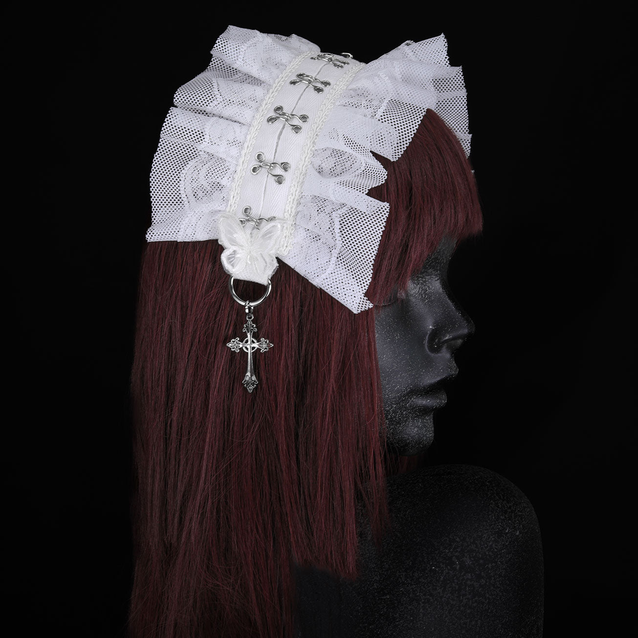 [予約1ヶ月]CROSS HOOK HEAD DRESS (WHITE x WHITE)