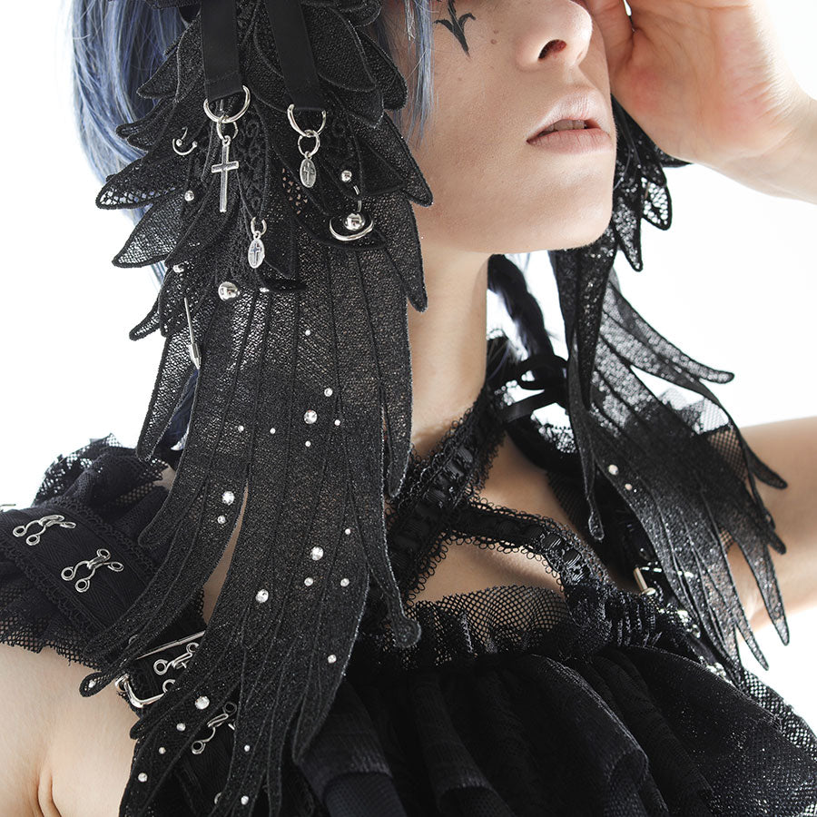 [1 month reservation] ANGEL CRYSTAL FROST PIERCE HEAD DRESS (BLACK)