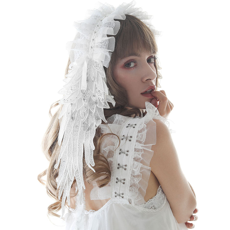 [1 month reservation] ANGEL CRYSTAL FROST PIERCE HEAD DRESS (WHITE)