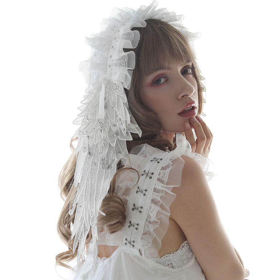 [1 month reservation] ANGEL CRYSTAL FROST PIERCE HEAD DRESS (WHITE)