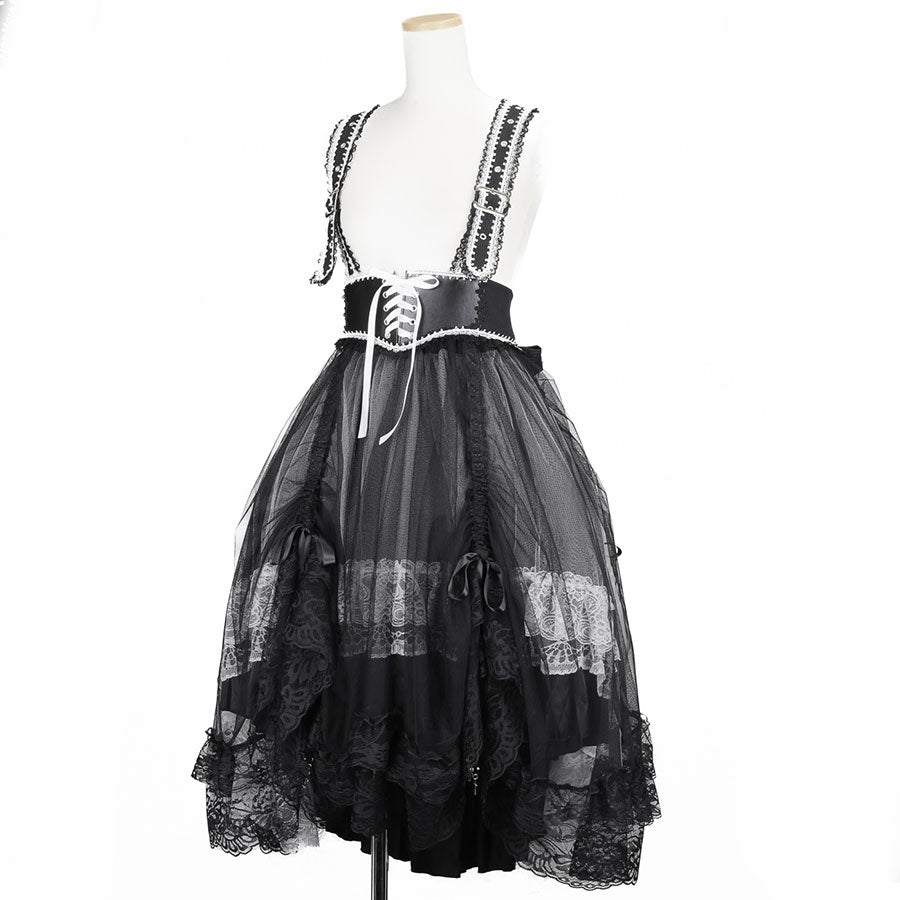 BUSTLE GOTHIC APRON (BLACK x WHITE)