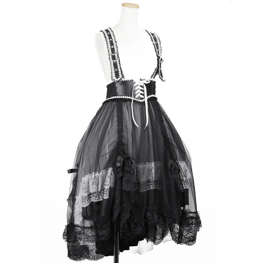 BUSTLE GOTHIC APRON (BLACK x WHITE)