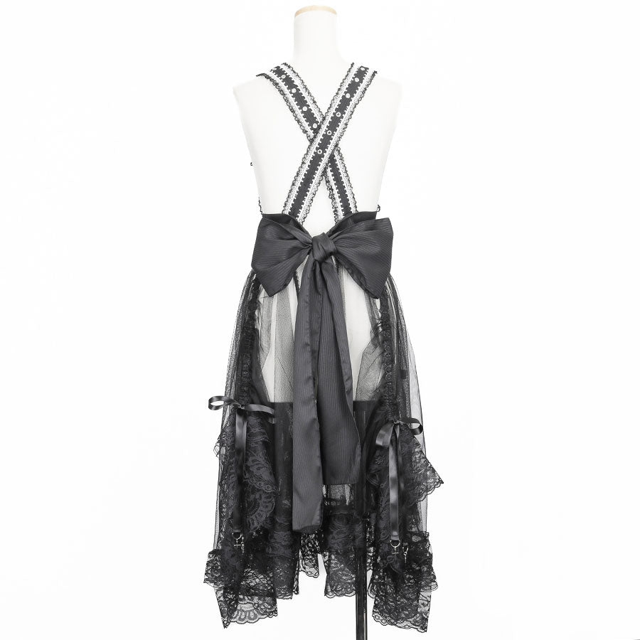 BUSTLE GOTHIC APRON (BLACK x WHITE)