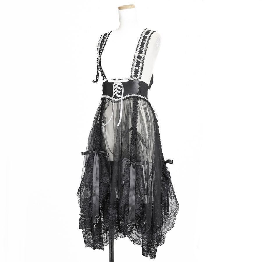 BUSTLE GOTHIC APRON (BLACK x WHITE)