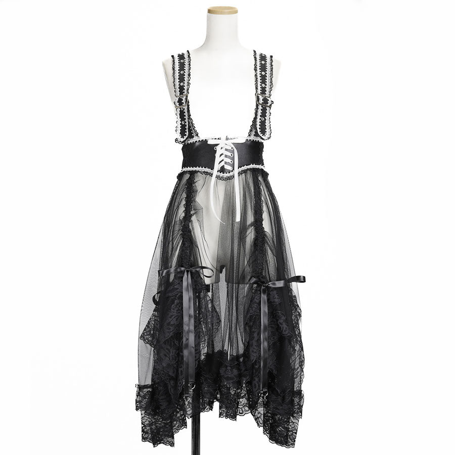 BUSTLE GOTHIC APRON (BLACK x WHITE)