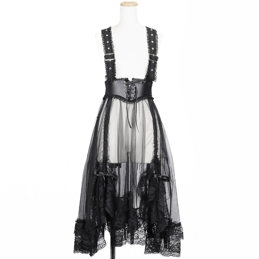 BUSTLE GOTHIC APRON  (BLACK)