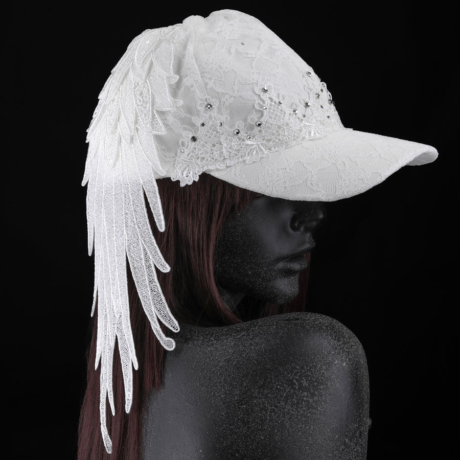 [1 month order] TIARA CROWN ANGEL WING VEIL CAP (WHITE)