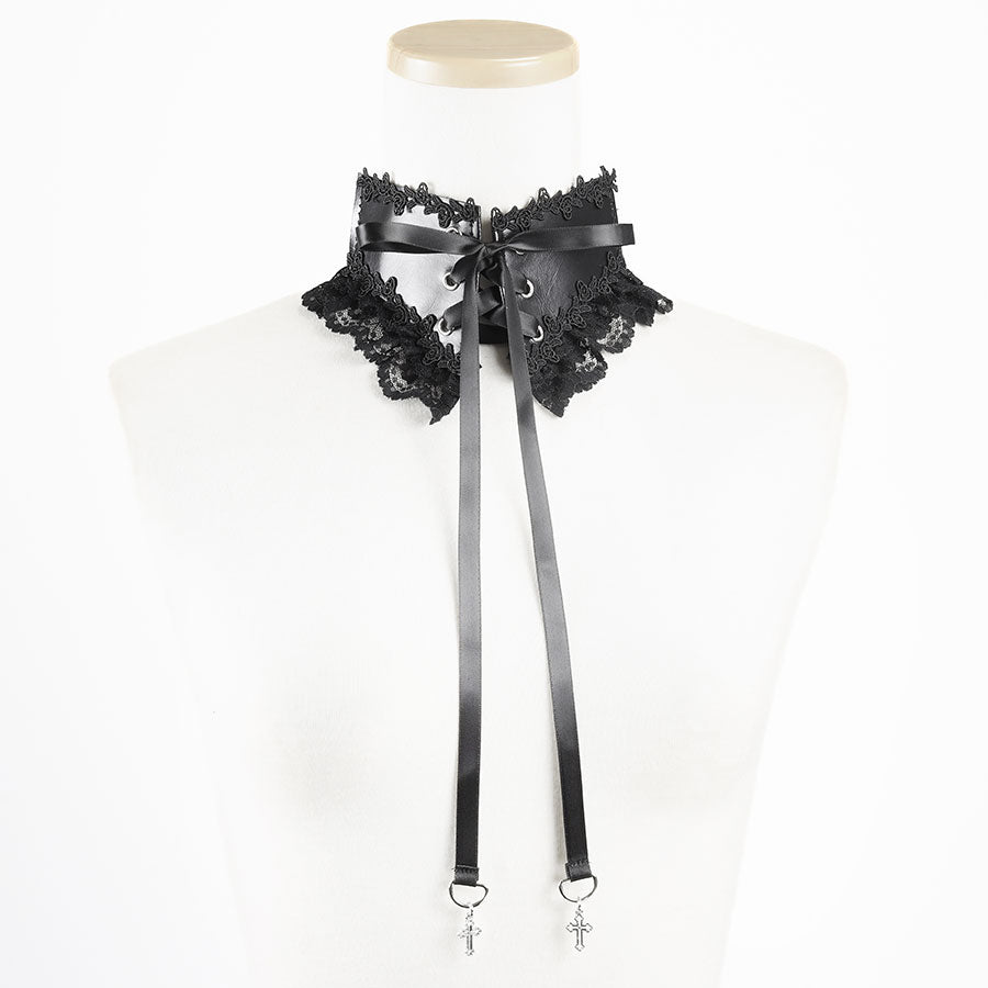 系带颈带颈饰 (黑色)