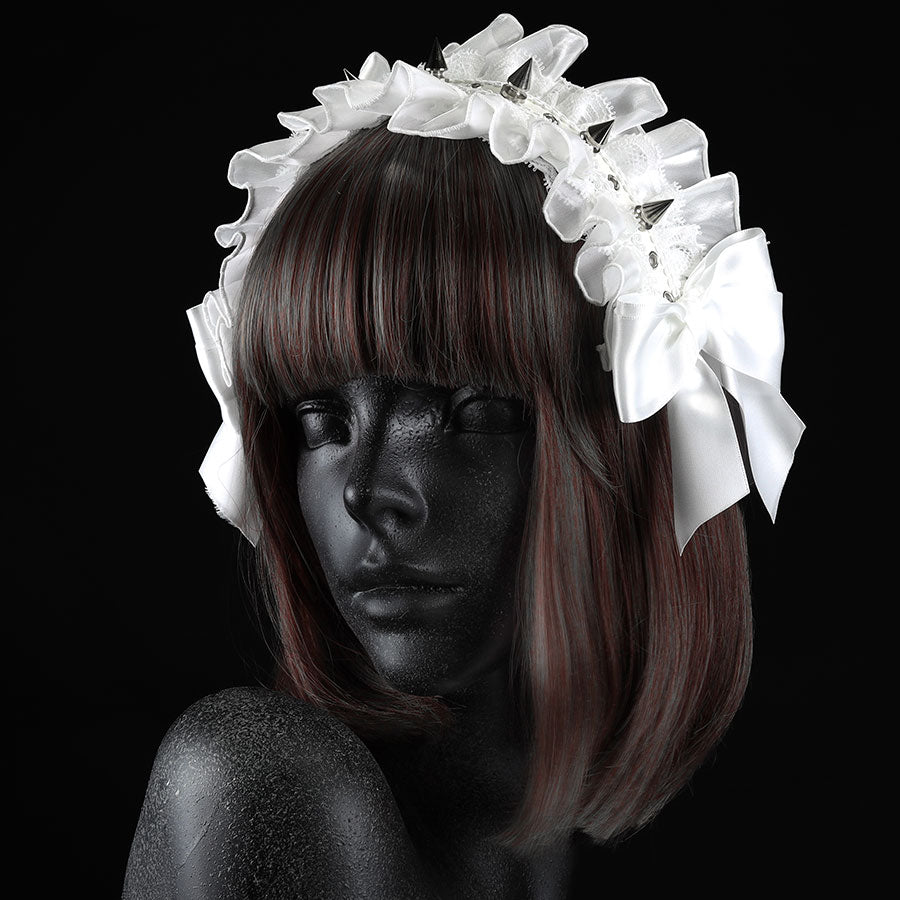 尖头铆钉连衣裙（白色）