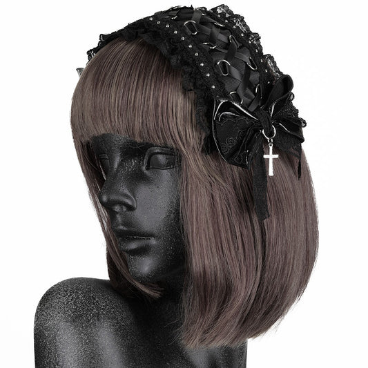 SWEET DEVIL LACE UP HEAD DRESS (BLACK)