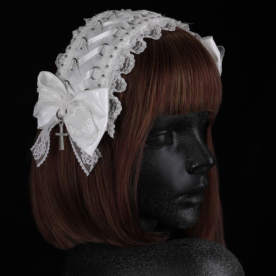 SWEET DEVIL LACE UP HEAD DRESS (WHITE)