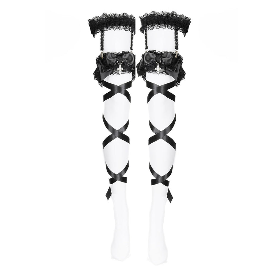RIBBON HOLLIC WRAP AROUND LEG HARNESS (BLACK)